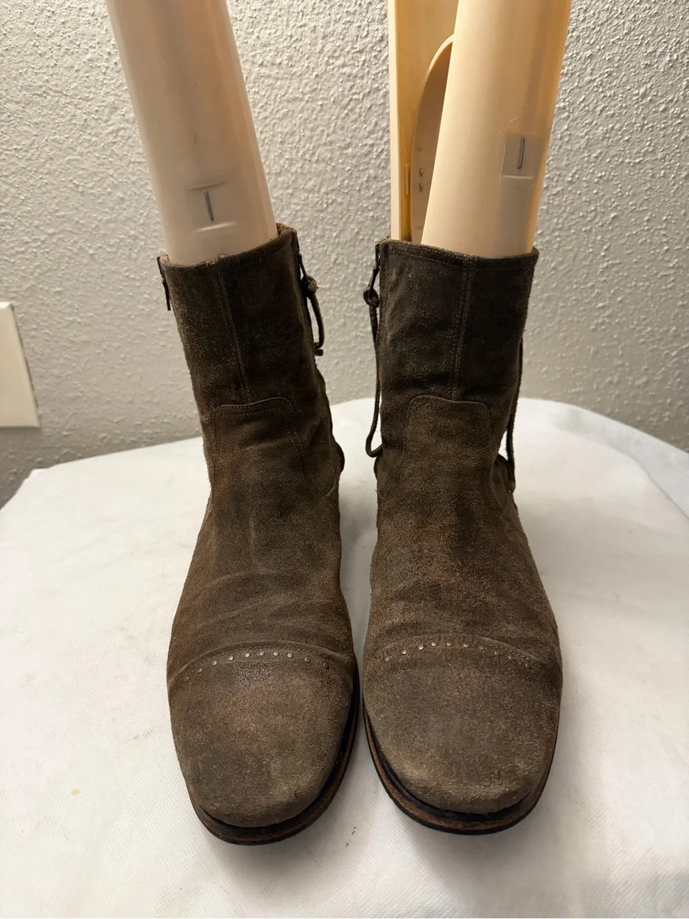 John Varvatos Brown Suede Men's Mid-Calf Boots, pre-owned,SZ10